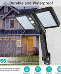 Outdoor Solar Lights With Remote Motion Sensor IP65 Waterproof Flood Light 128 LED High Brightness Security Pole Light