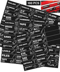 Magnetic Tool Box Labels With Icons 96 Pre Printed Icons Plus 4 Blank Tags For Custom Tools Black 3 x 1 Inch Drawer Markers