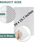 Workhorse Stainless Steel Wire Mesh Screen 15.7 By 59 Inch 1mm Hole 20 Mesh close-up with hand holding mesh, product dimensions visible.