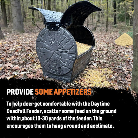 Tectonic Deadfall Daytime Feeder Digital Deer Dispenser American Made 350 Pound Capacity Heavy Duty Outdoor Hunting Gear Smart Auto Timer for Wild Animals Rustic Backyard Wildlife Attraction System