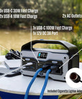 Portable Power Station and Solar Generator 400W Peak, 183Wh Lithium Battery With LED Display, DC Outlet at outdoor table