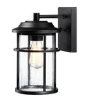 Outdoor Wall Light Fixture For House Waterproof Anti Rust Black Lantern With Seeded Glass Shade E26 Socket