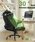 Big And Tall Office Chair With Lumbar Support For Back Pain, Breathable PU Seat, in home office setup showcasing rocking feature.