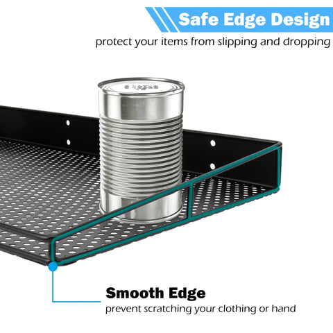 Close-up of Beefy Heavy Duty Wall Shelves 2 Pack, Large Wall Mounted Garage Shelves 23.5 By 12 Inches, Waterproof Steel Rack
