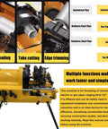 Built Tough Electric Pipe Threader Machine Half To Four Inch Range Featuring 4 Point 9 Inch Chuck for threading, cutting, and trimming pipes.