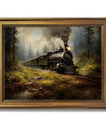 Gold Framed Vintage Steam Train Poster Canvas Print Wall Art For Living Room And Office Rustic Locomotive Decor 24x36 Inches
