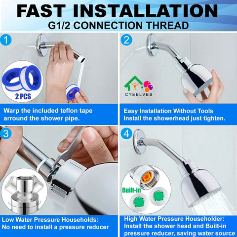 Color Changing Rainfall Shower Head With Seven Color LED Lights, Water Powered Auto Color Shift, High Pressure Quiet Adjustable Showerhead For A Spa Vibe Bathroom Upgrade, Kid And Adult Friendly, Energy Efficient Bath Accessory