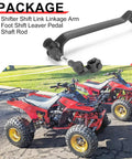 Foot Shift Lever Pedal And Shifter Linkage Arm For Warrior 350 ATV YFM350X Beefy Durable Alloy Construction Smooth Quick Shifting Upgrade For Off Road Rides package with linkage arm, foot pedal, and shaft rod