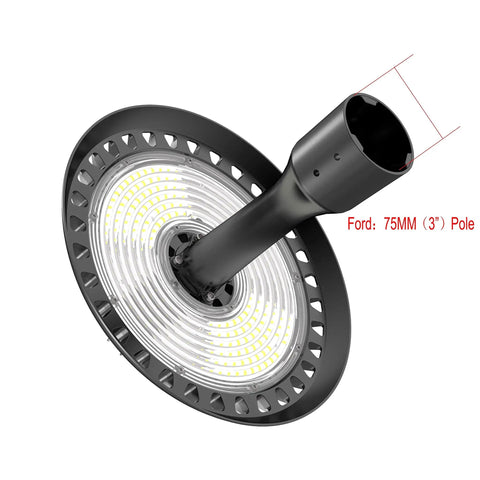 Outdoor Post Top LED Light 100W Area Light, 13,000 Lumens, 5500K Pure White, 300W Equivalent, black die-cast aluminum with 75MM pole mount