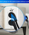Two Pack 8-Inch Power Extension Cable With 45-Degree Low Profile Flat Plug installed in a wall outlet for tight space setups