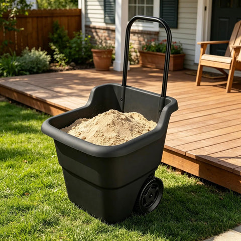 Heavy Duty 15 Gallon Rolling Garden Cart With Retractable Handle And 7 Inch Wheels For Outdoor Yard Work A Real Workhorse