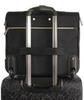 Back view of Underseat Carry On Luggage With Wheels, Compact Croc Black Travel Bag For Planes, sturdy handle attachment