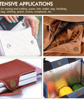 Close-up of 20 Sets 18mm Magnetic Button Clasp Snaps Fastener Kit With Install Tool for Sewing DIY Crafts Purses Bags Clothes.