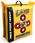 Yellow Jacket Stinger Field Point Archery Target Bag With Dual Sides And Ten Bullseyes, side view with handle