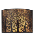 Woodland Sunrise 2 Light Wall Sconce In Aged Bronze Finish With Aged Bronze Metal Shade And Off White Fabric Liner, tree pattern