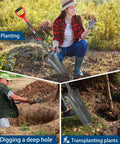 Heavy Duty Drain Spade With Narrow Serrated Blade For Cutting Roots And Digging 44 Inch Garden Shovel in planting and trenching use