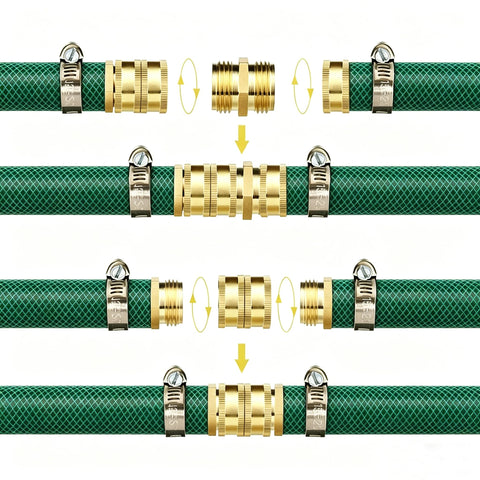 Beefed Up Three Quarter Inch Garden Hose Adapter Set With Two Pairs Male To Male And Female To Female Connectors installation guide