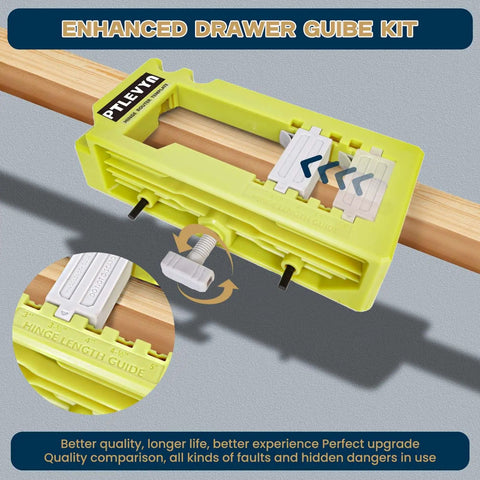 Close-up of a Door Hinge Mounting Template Kit Green for 3-5 Inch Hinges, 90 Degree Positioning, for woodworking installations.