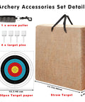 Backyard Archery Target Set For Compound And Recurve Bows, Durable Straw Backstop with 17.7 by 17.7 inch target and accessories