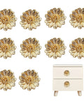 Top Shelf Gold Cabinet Knobs And Smooth Drawer Pulls 10 Pack Solid Zinc Alloy Floral Handle Set Heavy Duty Hardware on display.