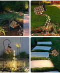 Two Pack Solar Watering Can Lantern Lights With Bendable Copper Fairy String Lights Retro Metal Outdoor Decor in garden setting