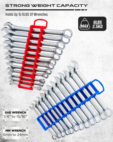 Heavy Duty 2 Pack Magnetic Wrench Organizer Boots SAE Metric Tools Into Place On Shop Carts Drawers Or Pegboard Walls Keeps Your Rig Running Smooth All Day Long