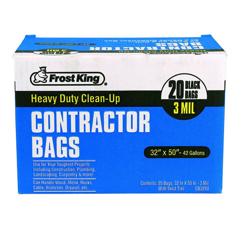 Box of Beefy Heavy Duty Contractor Trash Bags 32x50 Inches, 3 Mil Thick, 42 Gallon Capacity for construction sites
