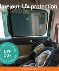 2 Pack Car Window Sun Shades For Kids, UPF 50+ UV Block, static cling privacy cover installed in car, medium size
