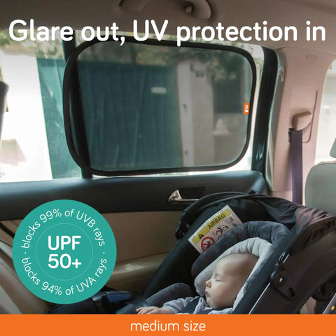 2 Pack Car Window Sun Shades For Kids, UPF 50+ UV Block, static cling privacy cover installed in car, medium size