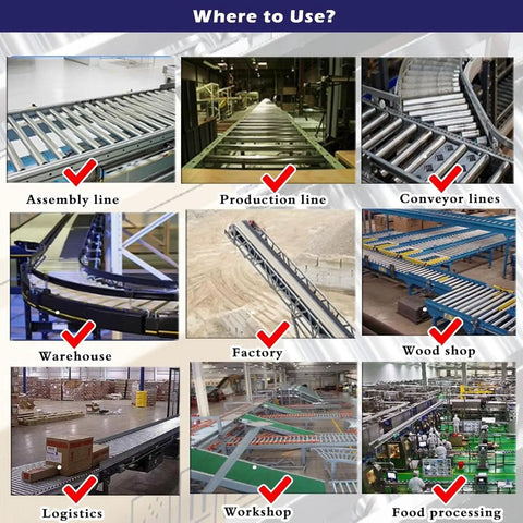 Heavy Duty Conveyor Rollers Heavy Gauge Steel Drum For Smooth Material Handling And Boat Trailer Use Plus Custom Sizes 25mm Dia in various industrial settings.
