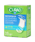 Hardcore Waterproof Adhesive Bandages Sterile Plastic First Aid Strips One By Three Inches Box Of One Hundred packaging design.