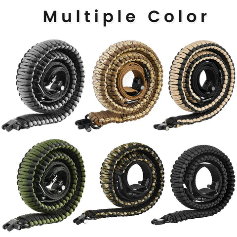 Two Point Paracord Rifle Sling With 39 To 50 Inch Adjustable Length 550 Paracord Built Tough Durable Outdoor Camo Brown Gear for Hunting Range Hiking and Field Use Ready To Go in multiple colors