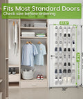 Over The Door Shoe Organizer With 40 Large Breathable Mesh Pockets Space Saving Hanging Shoe Rack For Entryway Bedroom And Closet Storage White Perfect For Sneakers Boots And Heels In Small Spaces shown on door
