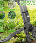 Stand Up Weed Puller Tool With Dual Action Pop Up Mechanism For Easy Weed Removal In Garden Lawn And Yard 43.5 Inch Long Durable Ergonomic Handle For Quick Dirt Uprooting, 4-claw steel head in garden
