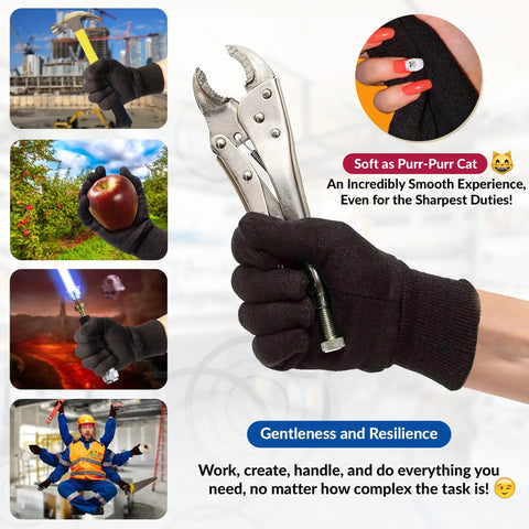 Unisex Brown Jersey Work Gloves 10 Inch Pack Of 24 Pairs holding a wrench with durable grip ideal for various tasks