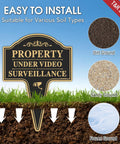 Heavy Duty Property Under Video Surveillance Sign For Outdoor Yard Warning 2 Pack 14 By 10 Inch Rust Free Aluminum Plate in soil types