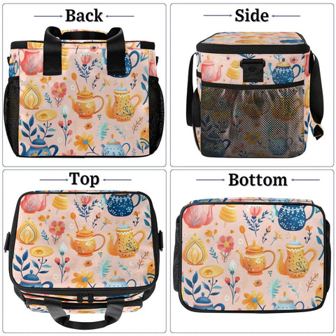 Insulated Picnic Backpack With Built In Lunch Box For Women And Men Go To Lunch Bag For Picnics Beach Work Travel Office Camp floral design