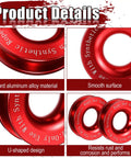 Two Pack Recovery Ring Snatch Block 66,000 Lbs Winch Pulley For Soft Shackle Synthetic Rope Heavy Duty Winch Accessory For ATV UTV SUV Truck Road Vehicle Red Multi Angle Traction Boost, red aluminum alloy