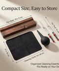 All In One Fountain Pen Care Kit With Black Walnut Pen Rest Two Ink Filling Tools Premium Cleaning Cloth And Rubber Cleaning Bulb