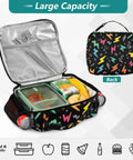 Colorful Lightning Bolts Insulated Lunch Bag With Shoulder Straps For Office School Travel For Kids And Adults, black polyester, large capacity