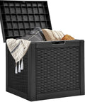 32 Gallon Resin Deck Box With Lockable Lid And Easy Carry Side Handles For Indoor Outdoor Storage Of Patio Cushions Garden Gear