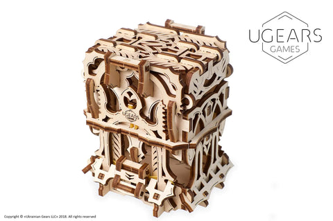 3D Puzzle Deck Box For Card Games That Holds Up To 120 Cards, Wooden Mechanical Kit For Adults, Perfect For Family Game Night And Tabletop RPGs, Easy To Assemble Storage Solution You Can Show Off, angled view