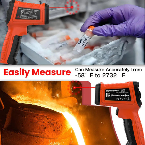 Non Contact Infrared Thermometer Gun With 50 To 1 Distance To Spot, 13 Laser Points, And Wide Temperature Range In Use