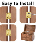 Gold Mini Hinges For Wooden Boxes 18x15mm 80Pcs With 320 Screws 180 Degree Folding Butt Hardware installation on wood box