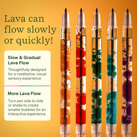 Scented Lava Gel Pen Set 5 Pack Multi Color 0.5mm Gel Pens Infused With Scented Essential Oil Blends And Mesmerizing Lava Bubbles
