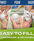 Mulligan Shots Golf Ball Shot Glasses With Lids 12 Pack Real Golf Ball Look Each 1.5 Oz Durable On Course Barware shown being used