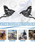 3x8 Speed Bike Shifter Lever Set With Gear Indicator And V Brake Cable, 24 Speed Shifter For Mountain, Commuter, And Kids Bikes