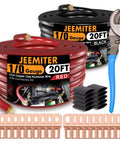 1/0 Gauge CCA Power And Ground Wire Kit 40 Ft Total 20 Ft Red 20 Ft Black With Free Wire Cutter For Car Amplifier, connectors shown