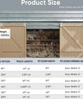 16 Foot Box Rail Exterior Barn Door Hardware Kit for Two Doors System installed on wooden barn exterior