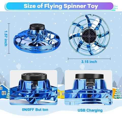Ultra Cool Kids Flying Drone Toy For Indoor Outdoor Fun 2026 Upgrade LED Fidget Spinner Hand Operated Mini Drone dimensions